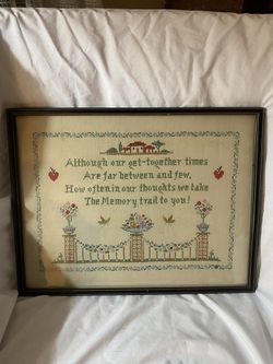 Antique Needle Point Or Needle Work Framed