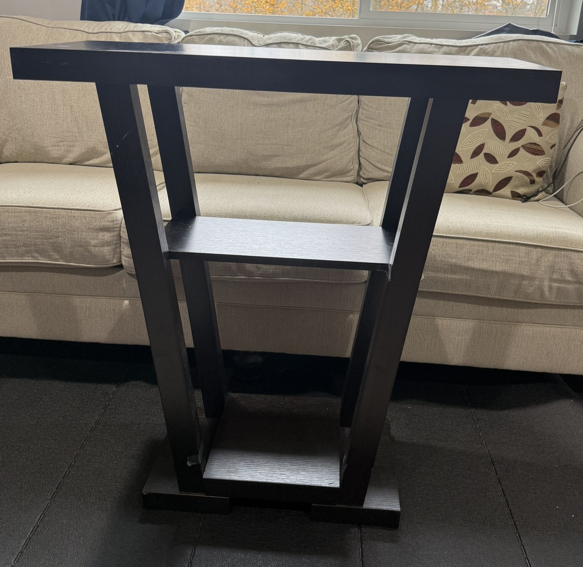 Sleek Black Console/end Table With Open Shelves 