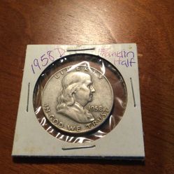 1958 D BEN FRANKLIN HALF DOLLAR.