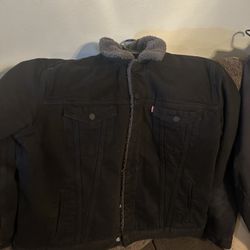 Xl Black Denim Sherpa Lined Levi’s Jacket