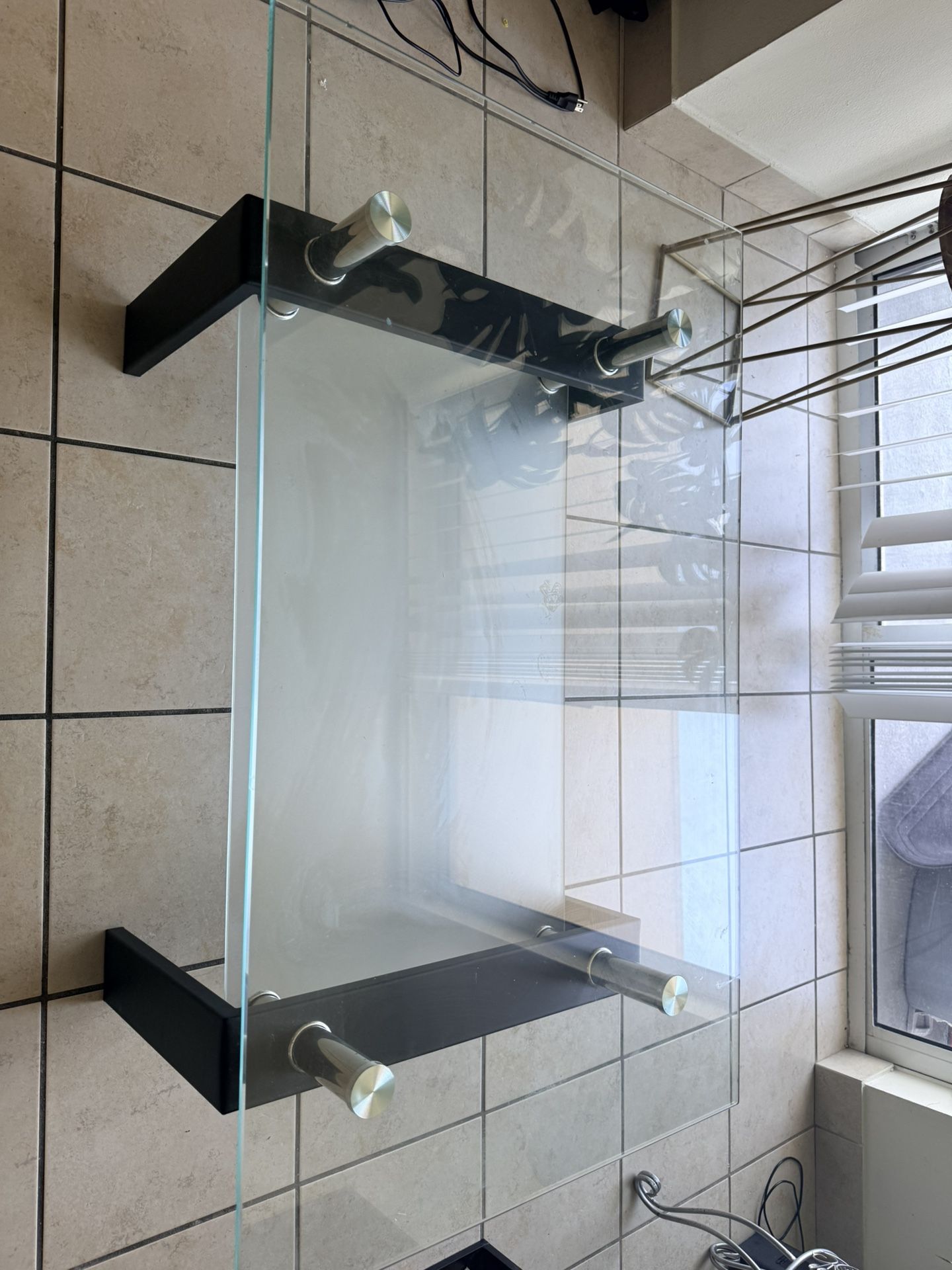 Modern Glass Coffee Table – Black & Chrome – Great Condition