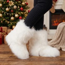 White furry boots