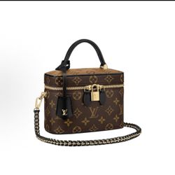 LOUIS VUITTON Vanity All-match Portable Old Flower Chain Coated Canvas Calfskin Trim Dressing Bag Handbag Single Shoulder Crossbody Makeup (595)61