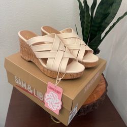 Sam & Libby Women's Cayla Slide Cork Wedge Sandal Size 7,8,8.5