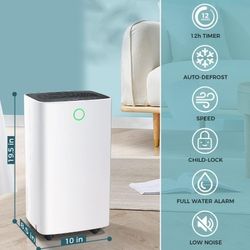  Dehumidifier for Bathroom & Basement & Bedroom & Room with Drain Hose, 1,500 Sq. Ft Dehumidifiers with Auto or Manual Drainage, 3 Working Modes/Auto 