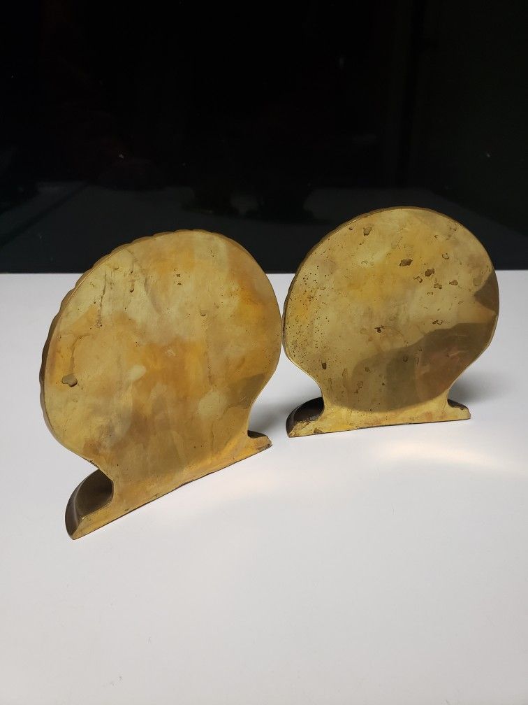 Solid Brass Clam Shell Bookends