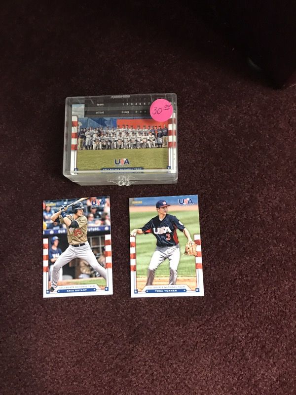 2015 US Olympic Baseball Card Set! Contains First Cards of 2016 MLB WS MVP Kris Bryant (Chicago Cubs) & Trea Turner (Washington Nationals)