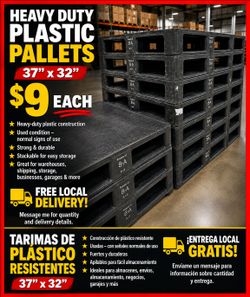 HEAVY DUTY PLASTIC PALLETS ☆ USED ☆  $9 EACH