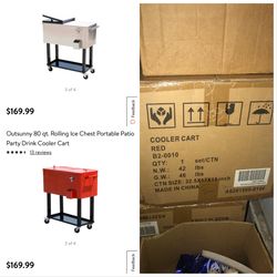 1 Brand New Red Patio Coolers!! Sports fans!! Great for cookouts and hosting sporting events!!