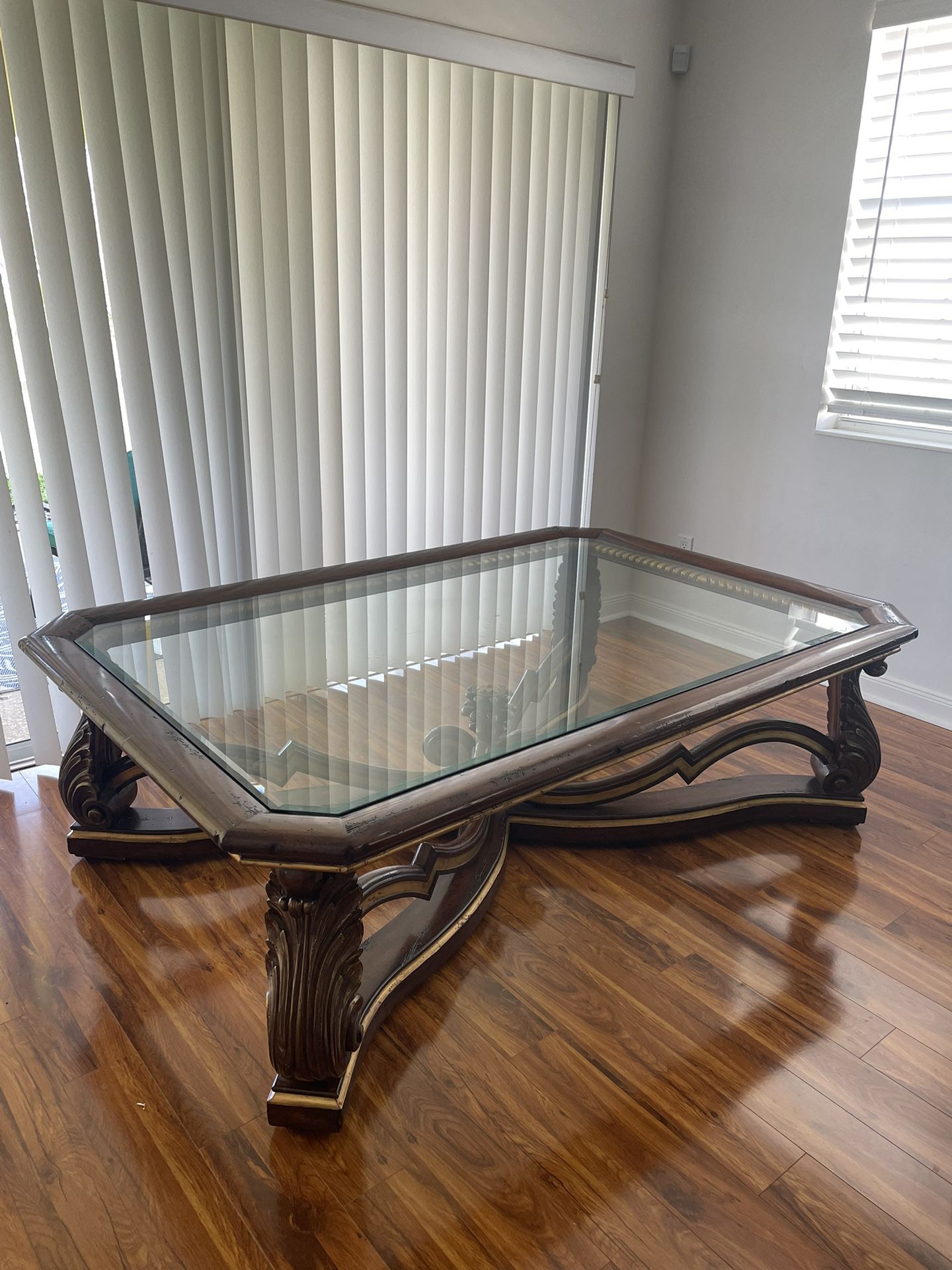 Wood Coffee Table With Glass Top