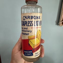 Vtg Carbona Soapless Lather Rug Upholstery Auto Cleaner Concentrate 8 oz Bottle