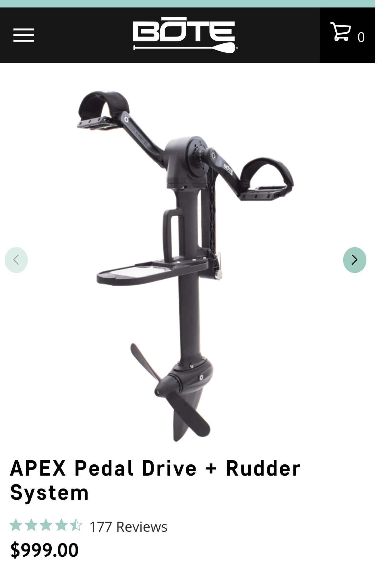 Apex Pedal Drive w/ Rudder For Bote Kayaks 