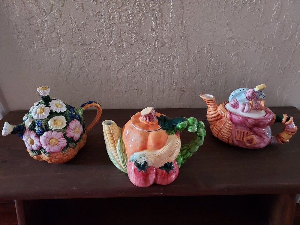 3 NEW Decorative Teapots