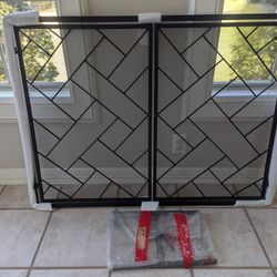 2 Panel Black Geometric Fireplace Screen 