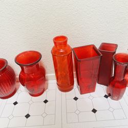7 Red Vases