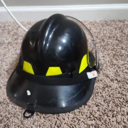 fire helmet black used fireman firefighter safety turnout bunker
