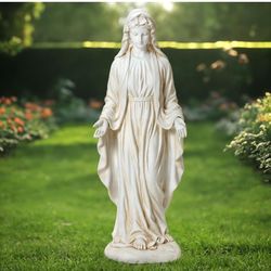 LuxenHome Virgin Mary Statue Outdoor, 30'' Religious Garden Statue, Blessed Mother Outdoor Statue, Virgen De Guadalupe Statues, Large Outdoor Garden S
