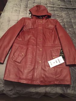 Leather wine women jacket