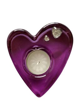 PARTYLITE PURPLE PASSION VOTIVE HEART CANDLE HOLDER P7787 RARE RETIRED VINTAGE
