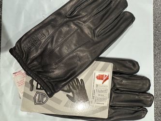 New men black leather police gloves large