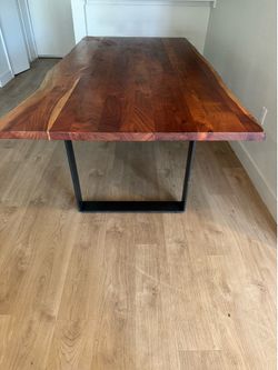 (Brand New) Custom Solid Wood Live Edge Dining Table – Handmade with Steel Legs
