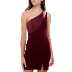 Fitted One Shoulder Double Strap Mini Dress