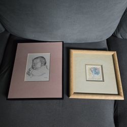 Spang Olsen Sleeping Baby and Brooke Morrison bunny framed limited print