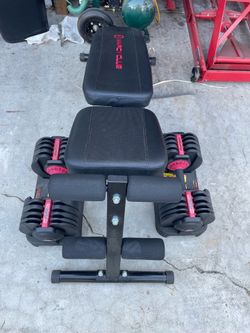 Two Flex Fitness 52.5 lb. Smartbell Adjustable Dumbbell and Marcy Club Utility Weight Bench