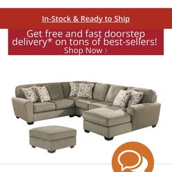 Beautiful Gray Three Piece With Ottoman 