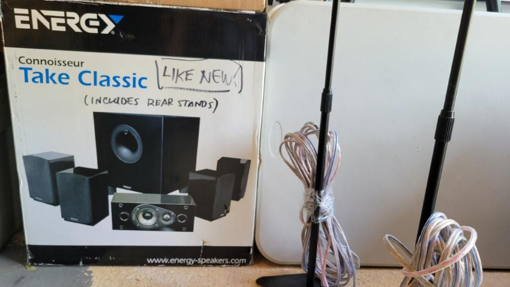 Energy Take Classic 5.1 surround sound speaker system with Sub Woofer 2 rear speaker stands included