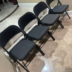4 Cosco Heavy Duty Metal Folding Padded Black Chairs Please Read The Description