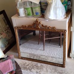 Medium-small size Beautiful Antique Gold Frame Rectangular Wall Mirror