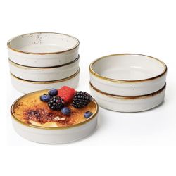 Crème Brûlée Dish/Bowl Set Of 6 (White/Brown)