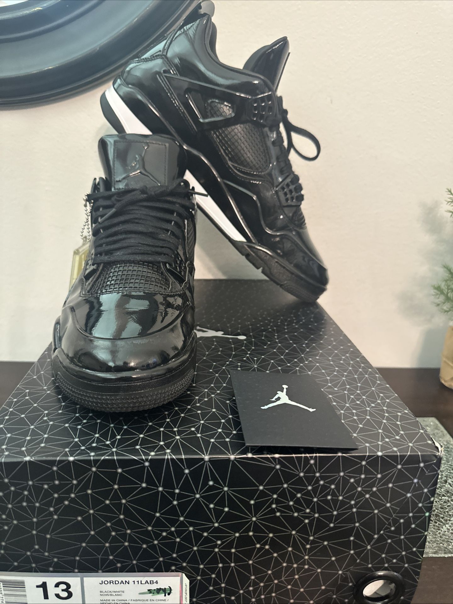 Size 13- Air Jordan 4 Retro 11Lab4 - Black Patent Leather!