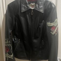 Clothing-Harley Davidson~Ladies~Medium~Leather Tattoo Riding Jacket 