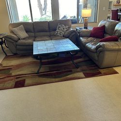 Warm Leather Couch And Loveseat 