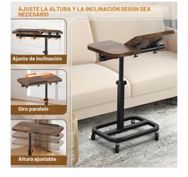 Large portable laptop table with wheels, adjustable