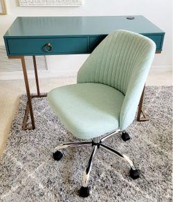 Modern Teal Writing Desk + Mint Green Office Chair Set