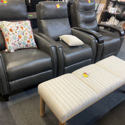 Leather Recliner Push Or Electric 