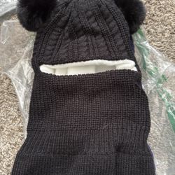 Cooraby Winter Hat Scarf Knitted Beanie - Black