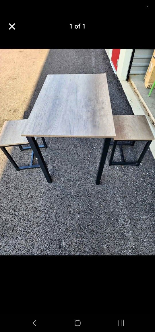 (3) 3 Piece Table and 2 Matching Stools - Kitchen Table - Desk - Office