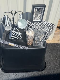 Black and white zebra decor. See description