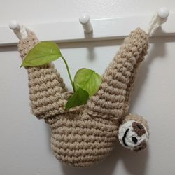 Crochet Plant Holder Sloth