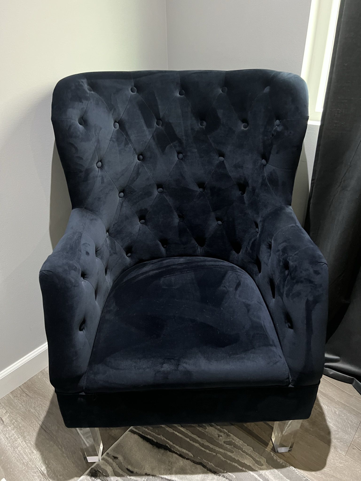Wingback Tufted Blue Upholstered Velvet Accent Chair