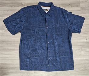 Quiksilver Button Up Shirt Mens XL Blue Waterman Collection Aloha Floral
