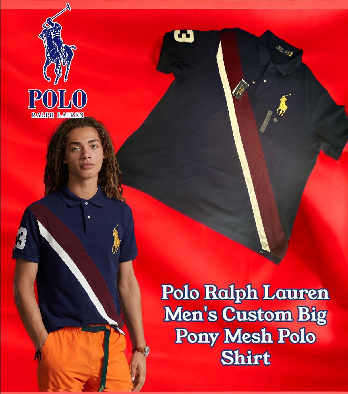 Polo Ralph Lauren Big Tall Big Pony Mesh Polo Shirt, Men's 3XB
