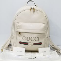 GUCCI Leather Gucci Print rucksack Backpack bag