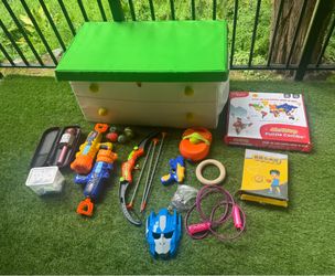 Toy chest and toys