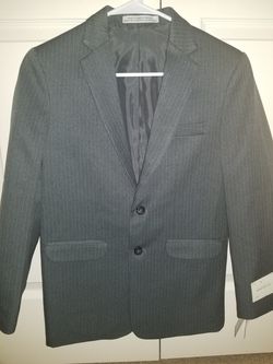 Boys new gray striped suit jacket