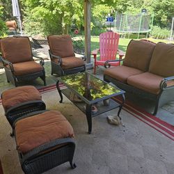 6 Piece Hampton Bay All Wicker Patio Furniture Set With All Cushions